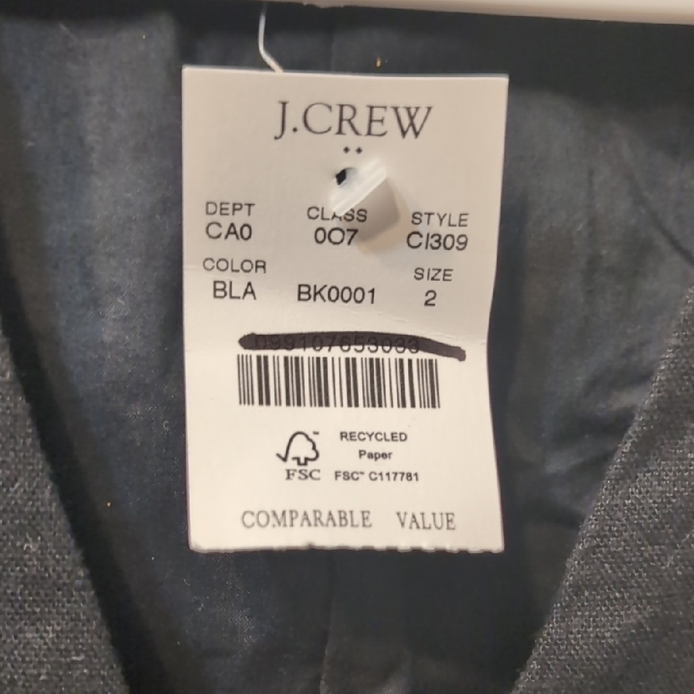 J Crew Women's Black Linen Button Down Front Vest Size 2 NWT - Picture 4 of 9